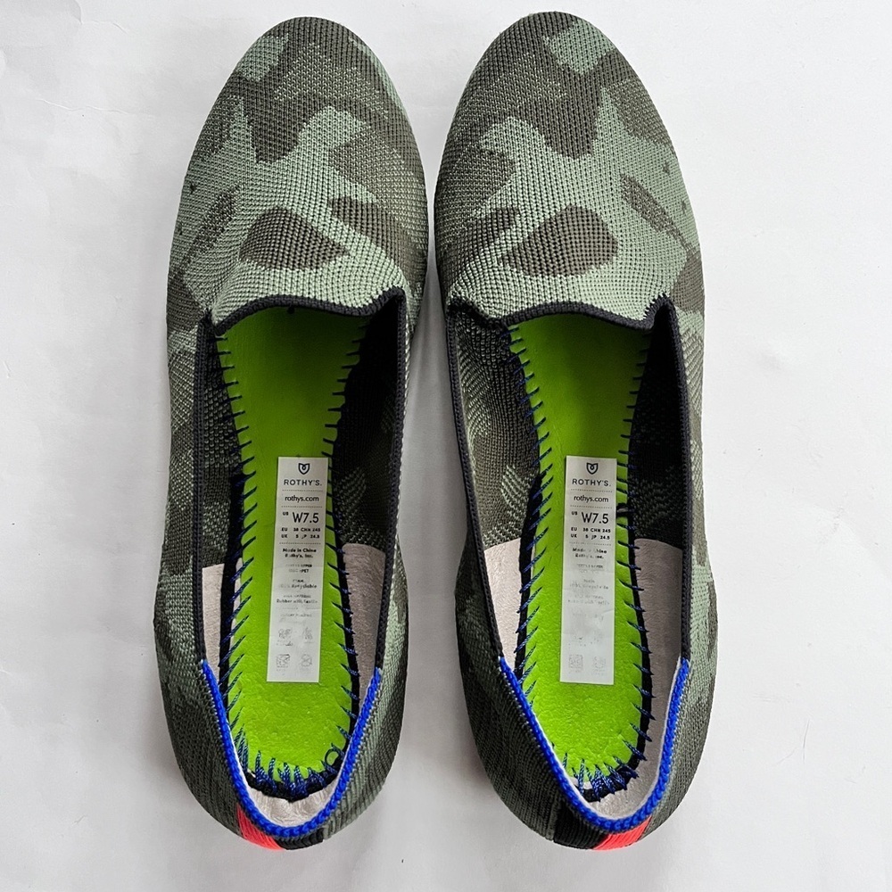 Rothy's The Loafer Green Camouflage Women’s Flats Shoes Size 7.5 - Picture 6 of 16